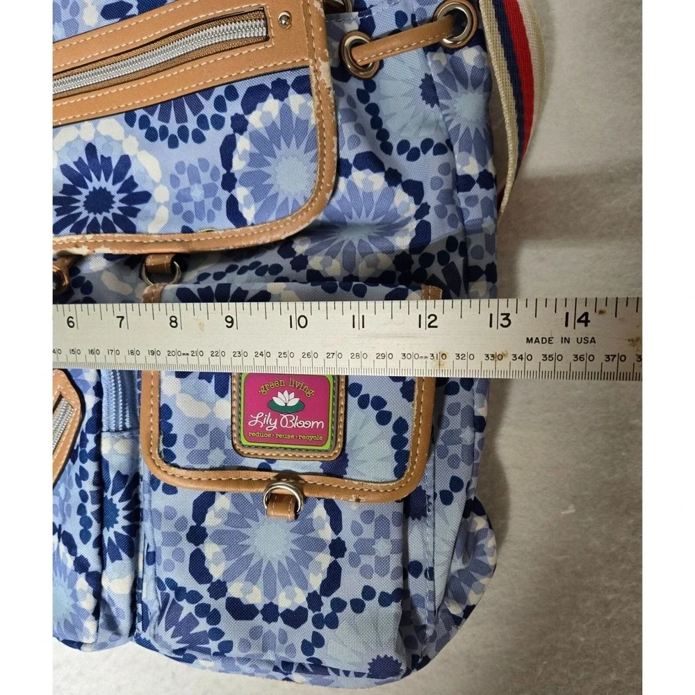 Lily Bloom Floral Backpack‎ Blue Pattern Multi Pocket Eco Travel School Bag